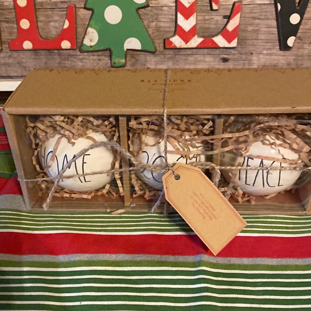 Rae Dunn Christmas ornaments-3pk home 2021 & peace